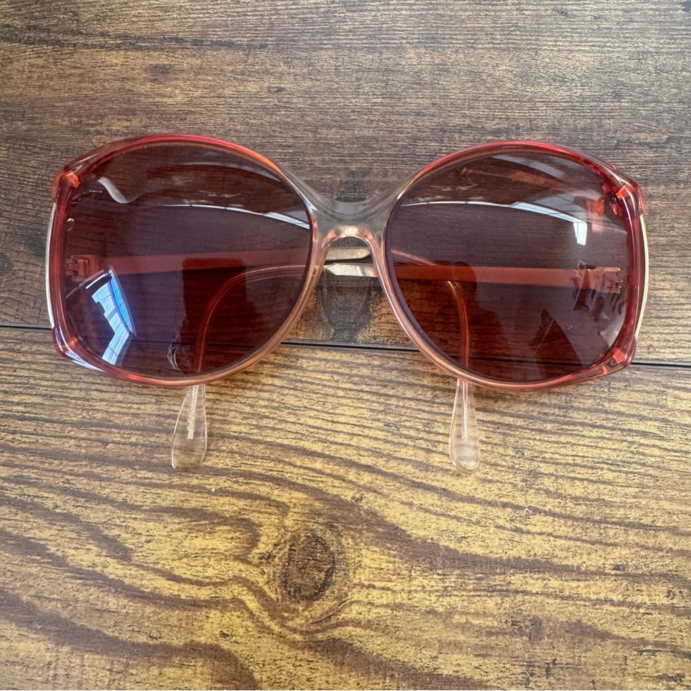 Oleg Cassini Oversized Red Gradient‎ Sunglasses 1970s Disco Mod Frame Only